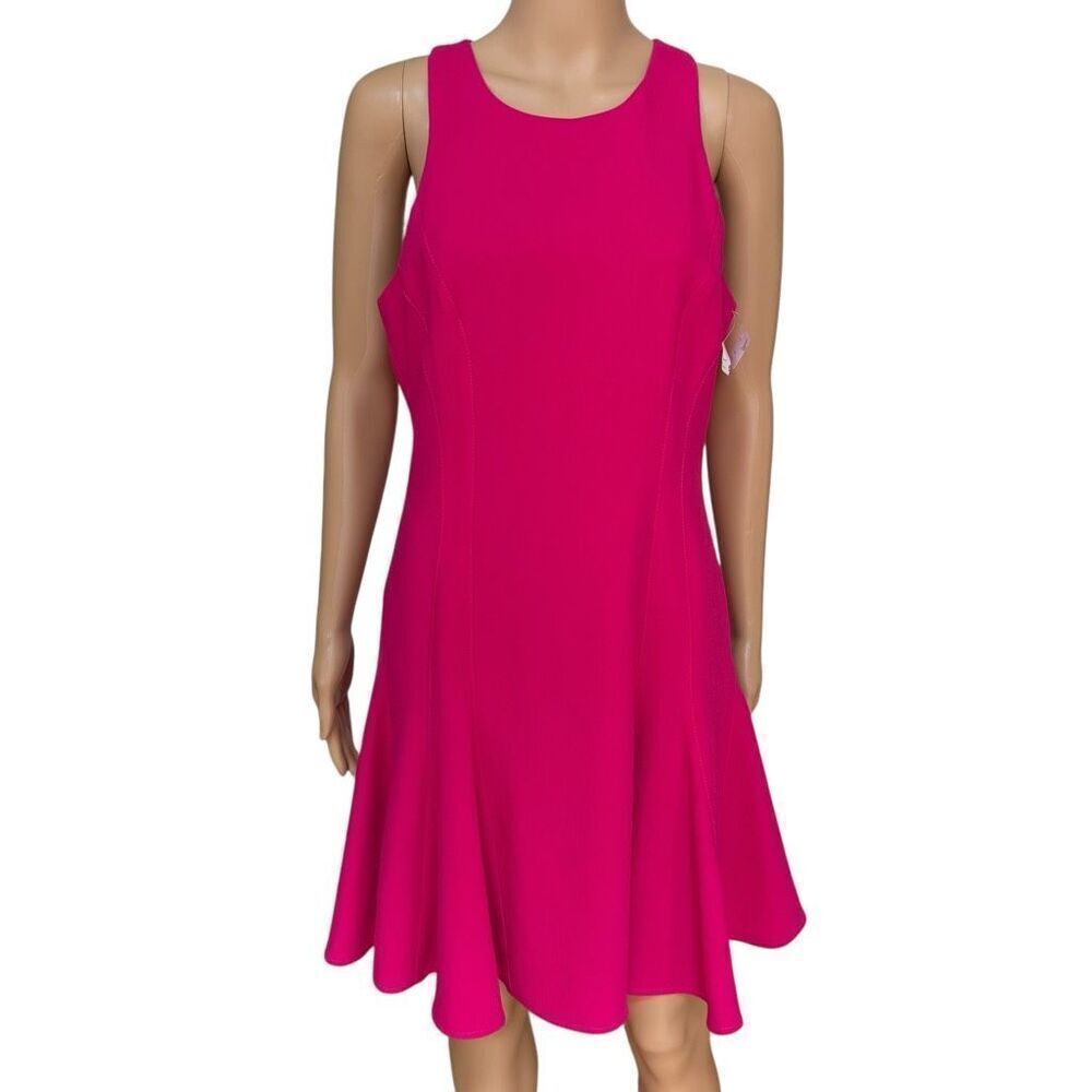 Trina Turk bright pink fuchsia fit and flare Jeri dress size 10 NWT